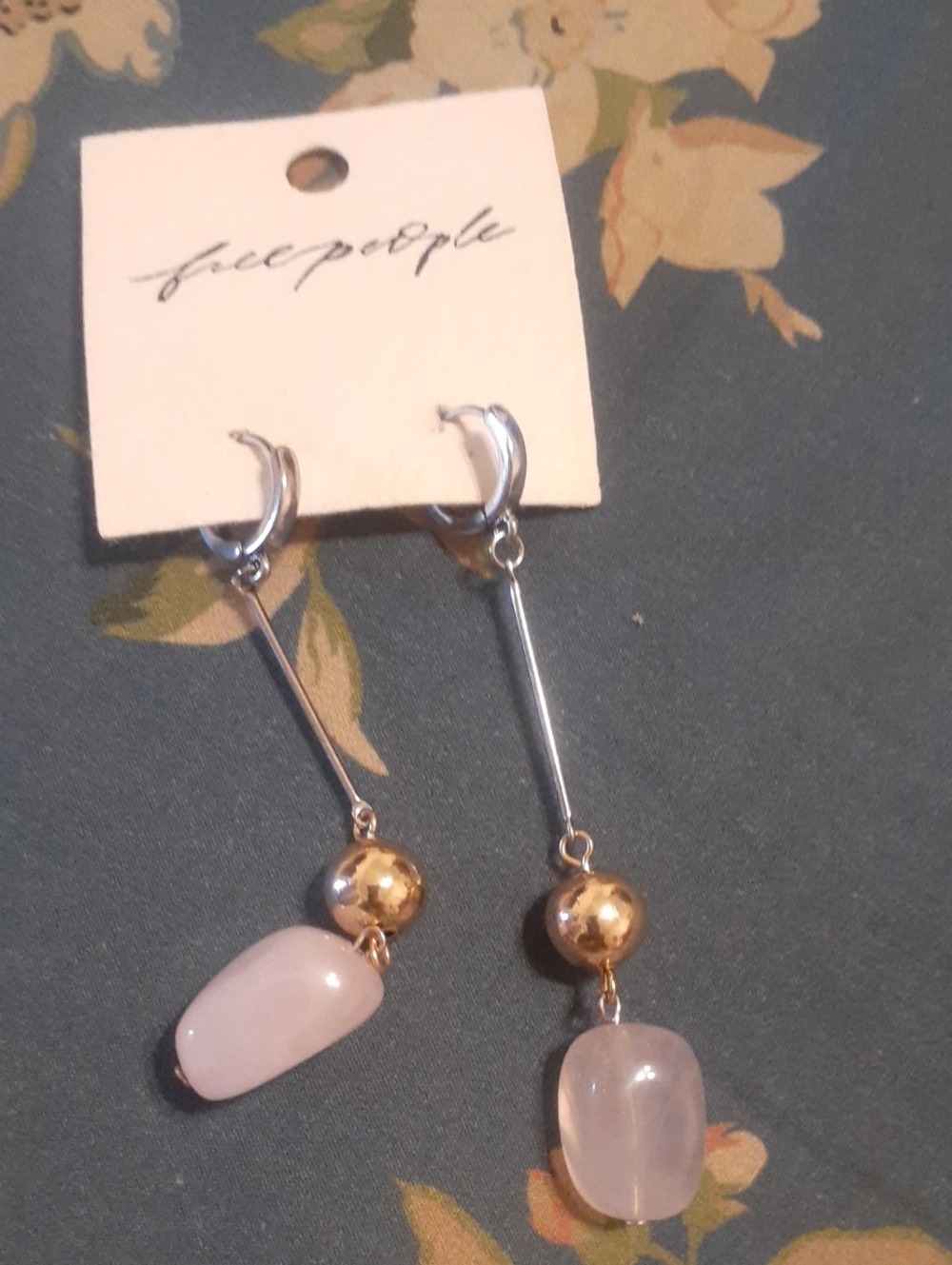 Free People Gold and Pale Pink Dangle Earrings
